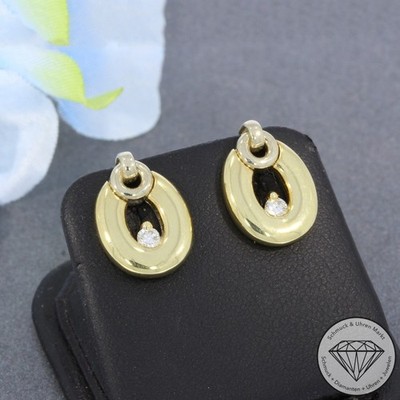 Wert 1250   Bicolor Solitär Brillant Ohrringe (ca. 0,12 carat) 585 14 Karat G...