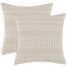 PHF 100 Cotton Waffle Weave Pillow Covers 24" x Pack of 2 , Oatmeal