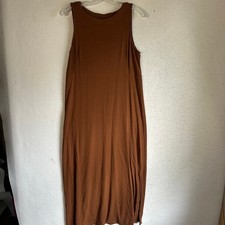 J. Jill Wearever Sleeveless Maxi Dress Brown Terracotta Knit Side Slit Small