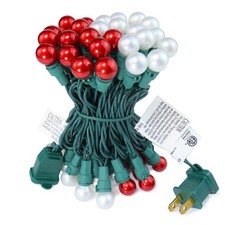 Christmas Lights Outdoor 13.5FT 50 G15 Globe String Lights, Red and Warm Whit...