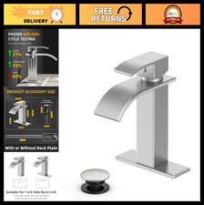 Modern Brushed Nickel Bathroom Faucet - Waterfall Sink Tap, Single Handle, 1/3 H