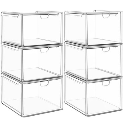 6 Pack Small Clear Stackable Acrylic Storage Boxes for Art Tool & Sketch, Str...
