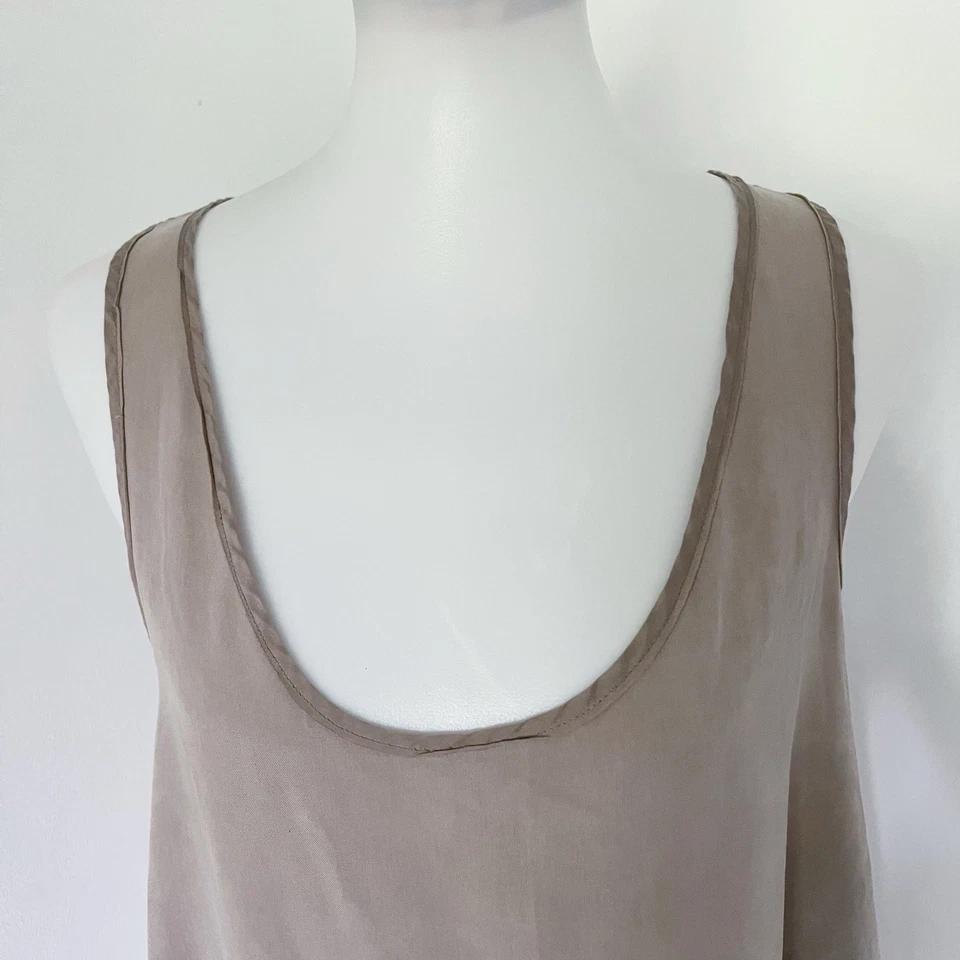 Go by GoSilk Майка L серо-коричневый 100% шелк чистый вырез блузка без рукавов - Изображение 3 из 4