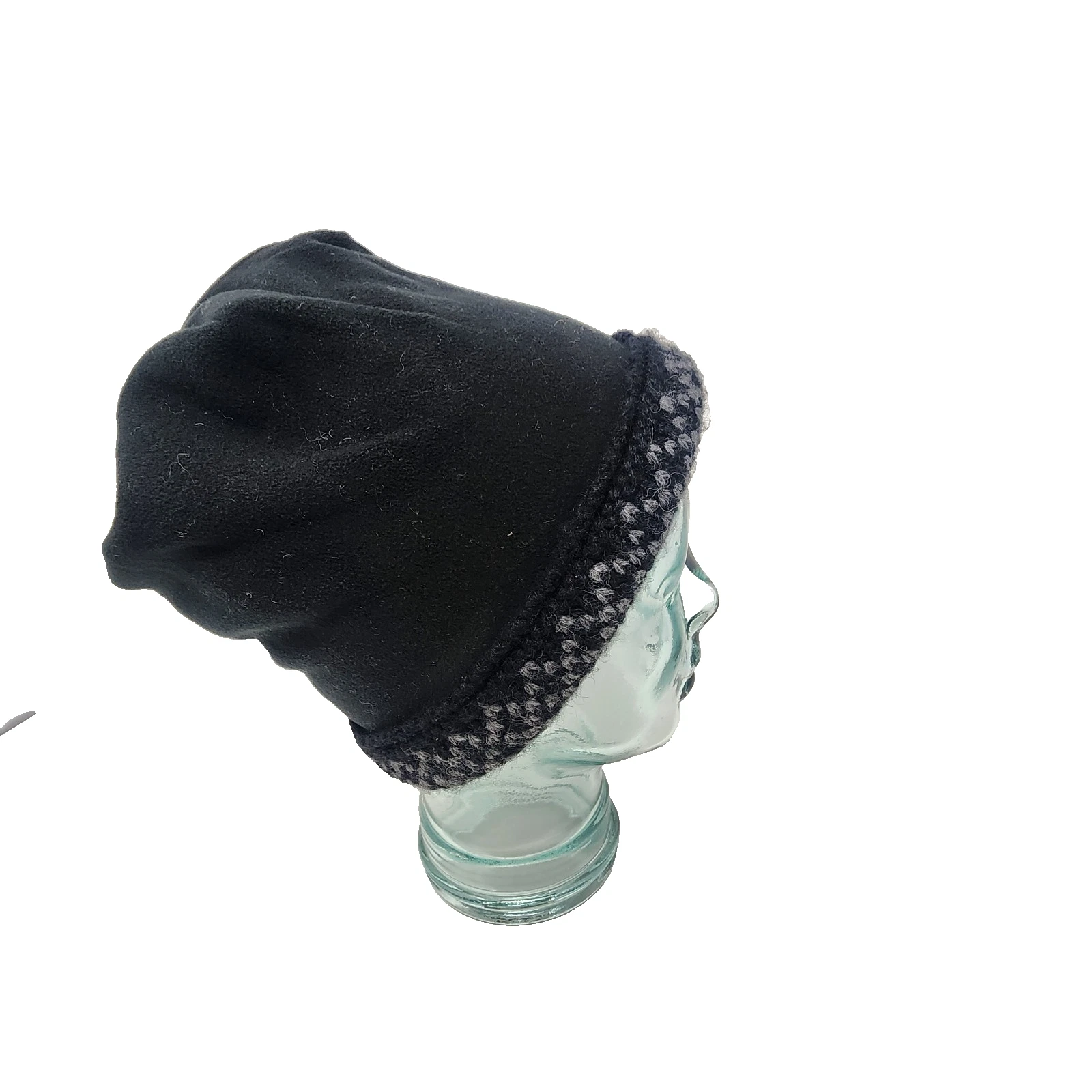 Alpacas of Montana Alpaca Wool Hat Black Gray Knit Fleece Lined Winter Cap USA