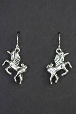 Unicorn Charm Earrings 925 sterling silver hooks pewter charms 1 1/4" Unicorns
