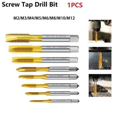 HSS-Titanium-Coating Screw Tap Drill Bit M2-M12 Metric Straight Flute Thread Tap