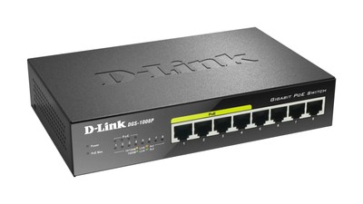 D-Link DGS-1008P/E 8-Port Gigabit PoE+ Switch 4x PoE Metall Schwarz