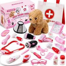 SYNCFUN Doctor Kit for Girls, 22 PCS Veterinarian Playset for Kids, Vet Kit