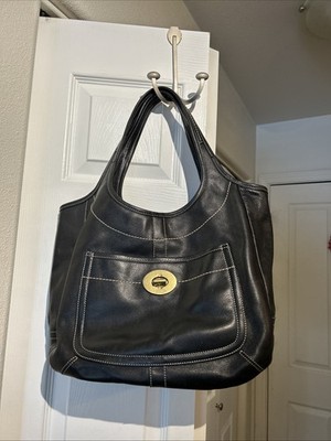 Coach 10744 Legacy Ergo Black Leather Large Tote Bag Black | eBay