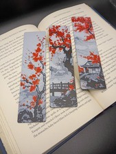 Traditional Cherry Blossom Bookmark Set – Japanese Landscape 3D Printed Bookmark