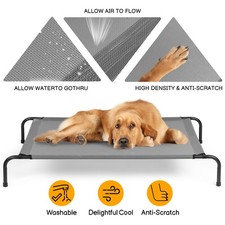 Metal Frame 50 inch Cooling Elevated Dog Bed with Indoor Outdoor Raised Pet Cot