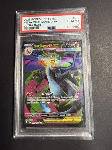 2025 POKEMON PFL EN-PHANTASMAL FLAMES ULTRA RARE #109 MEGA CHARIZARD X EX PSA 10
