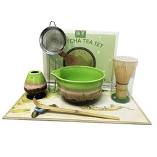 Matcha Whisk Set 7-Piece - Ceramic Matcha Bowl Bamboo Whisk, Scoop, Sifter,