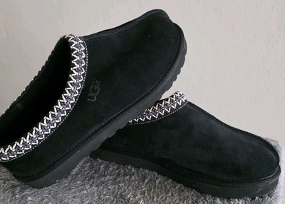UGG Tasman Women s US 8 Black Suede Slip-On Slippers Lined Wool Rubber