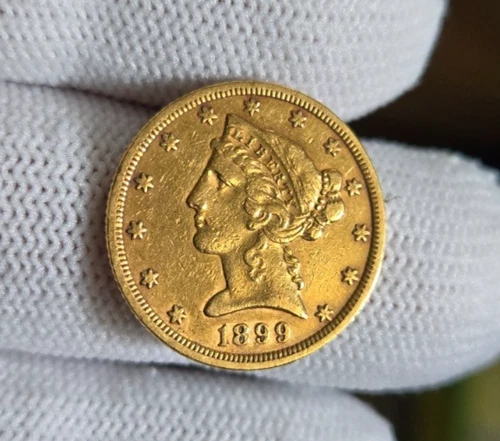 1899 $5 GOLD LIBERTY EAGLE COIN NEAR UNCIRCULATED BEAUTY!