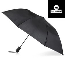 Totes Recycled Canopy Auto Open Umbrella Black