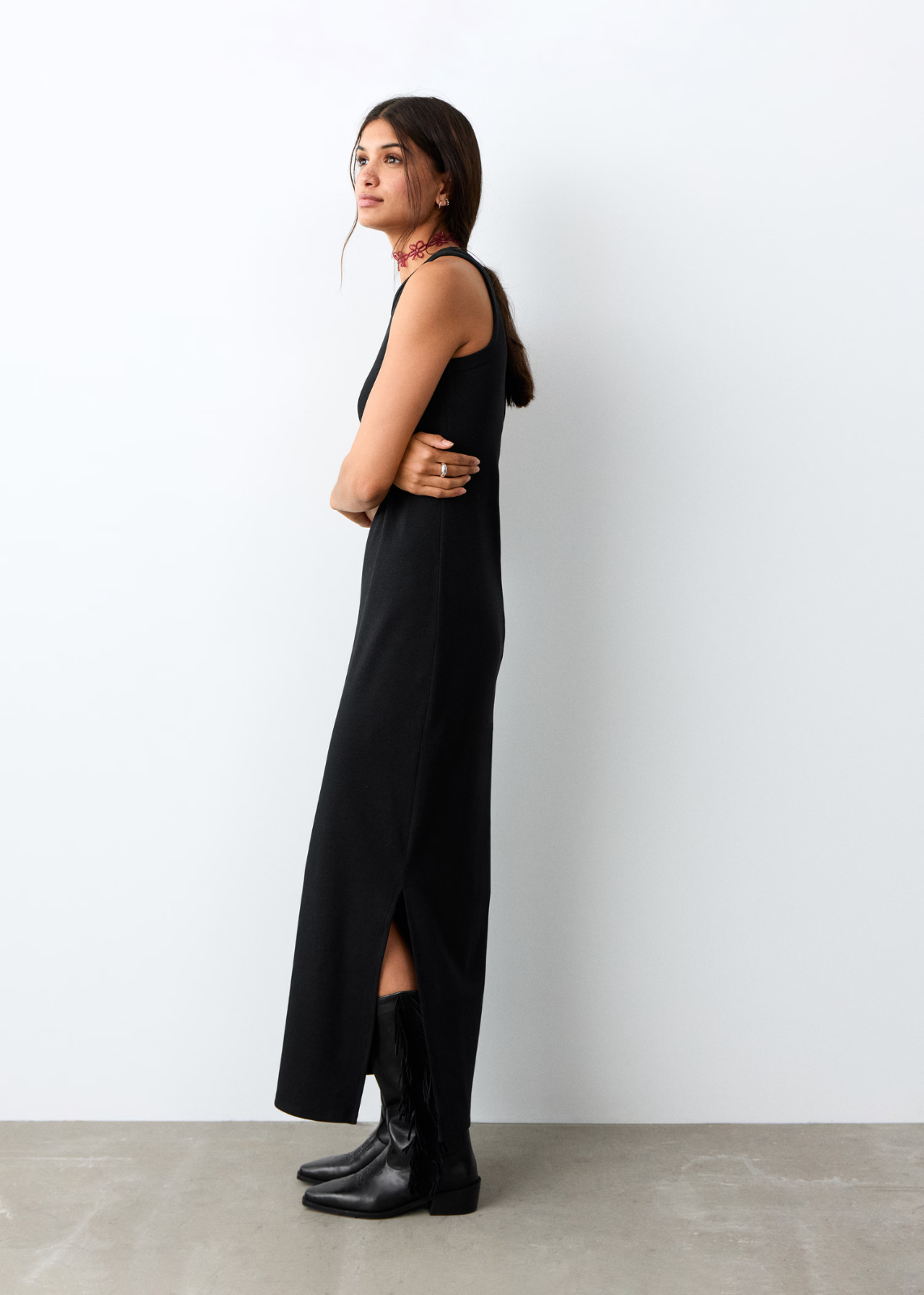 NEW Mango TEEN GIRL Long dress with cut-out details BLACK SIZE S/100%AUTHENTIC