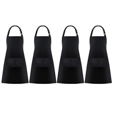 Bib Aprons 4 Pack 2 Pockets Adjustable Cooking Chef Kitchen Apron Women Men