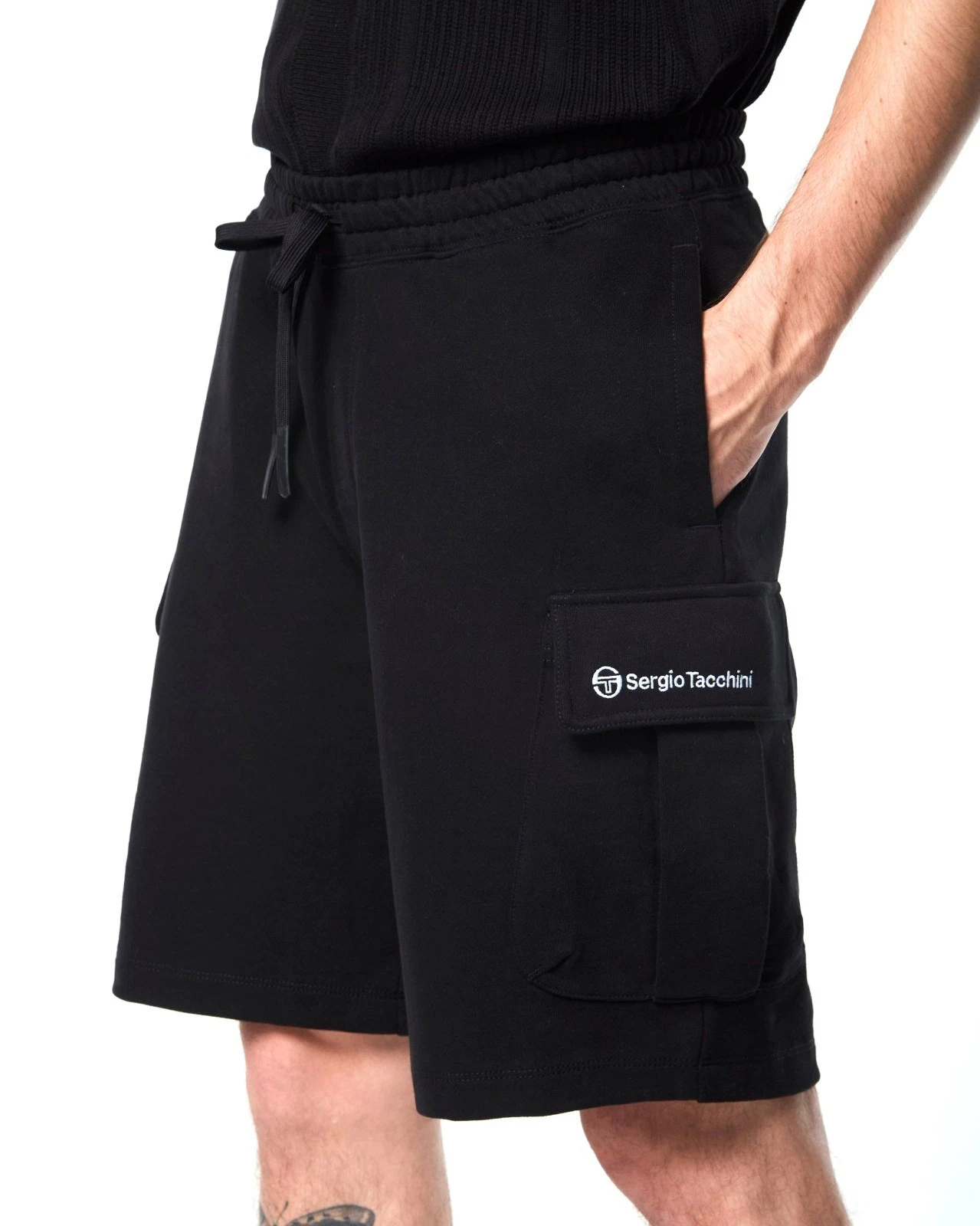 RARE SERGIO TACCHINI MEN'S SIZE LARGE DARIO CARGO SHORTS BLACK NEW