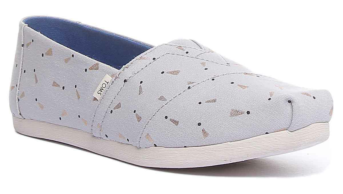 Кроссовки Toms с восклицательной точкой Damen Slipper bedruckter из парусины Grau Gre Великобритания 38 6090₽