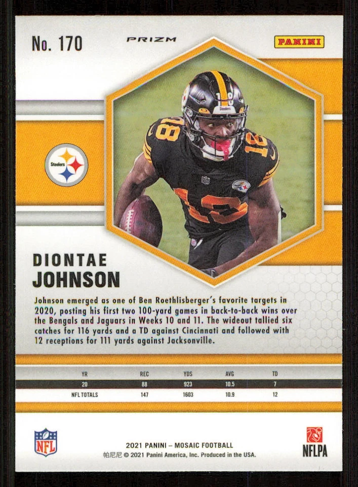 2021 Panini Mosaic Mosaic Red #170 Diontae Johnson - Image 2 of 2