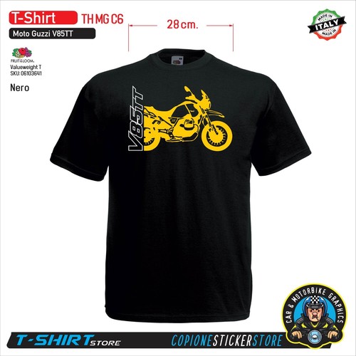 T-SHIRT Maglietta adatta a Moto Guzzi V85 TT moto style nera TH MG C6 - 第 1/2 張圖片