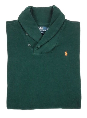 polo ralph lauren mens shawl collar neck forest green pullover
