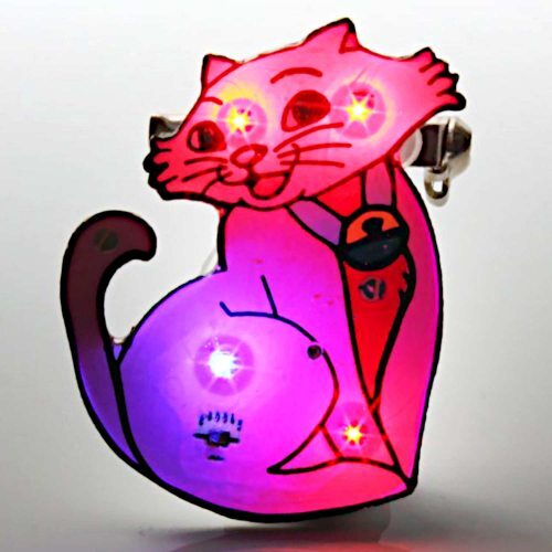 LED-Anstecker Katze Blinki Mitgebsel Katzenfreund Geschenk Süß Blinkt - Bild 1 von 1