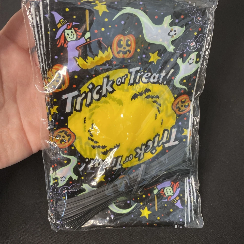 Sacolas de doces vintage de Halloween década de 1990 bruxas fantasmas 40 Wilton preto truque ou guloseima - Imagem 3 de 4