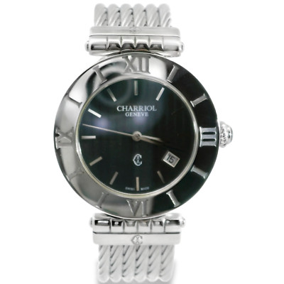 Charriol Wristwatch Cable Bangle Band & Black Dial