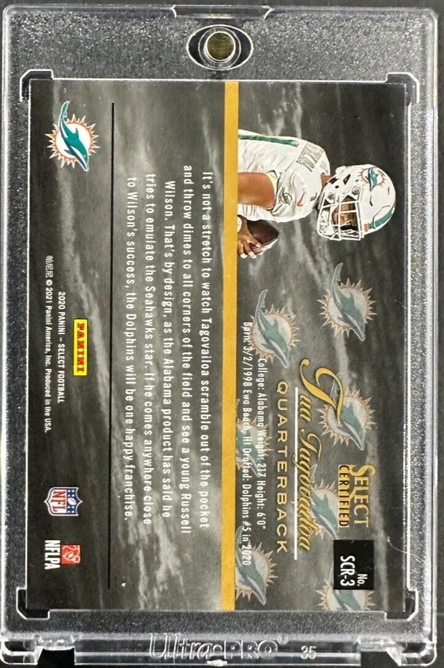 2020 Panini Select #SCR-3 Tua Tagovailoa Select Certified Rookies RC - Image 2 of 2