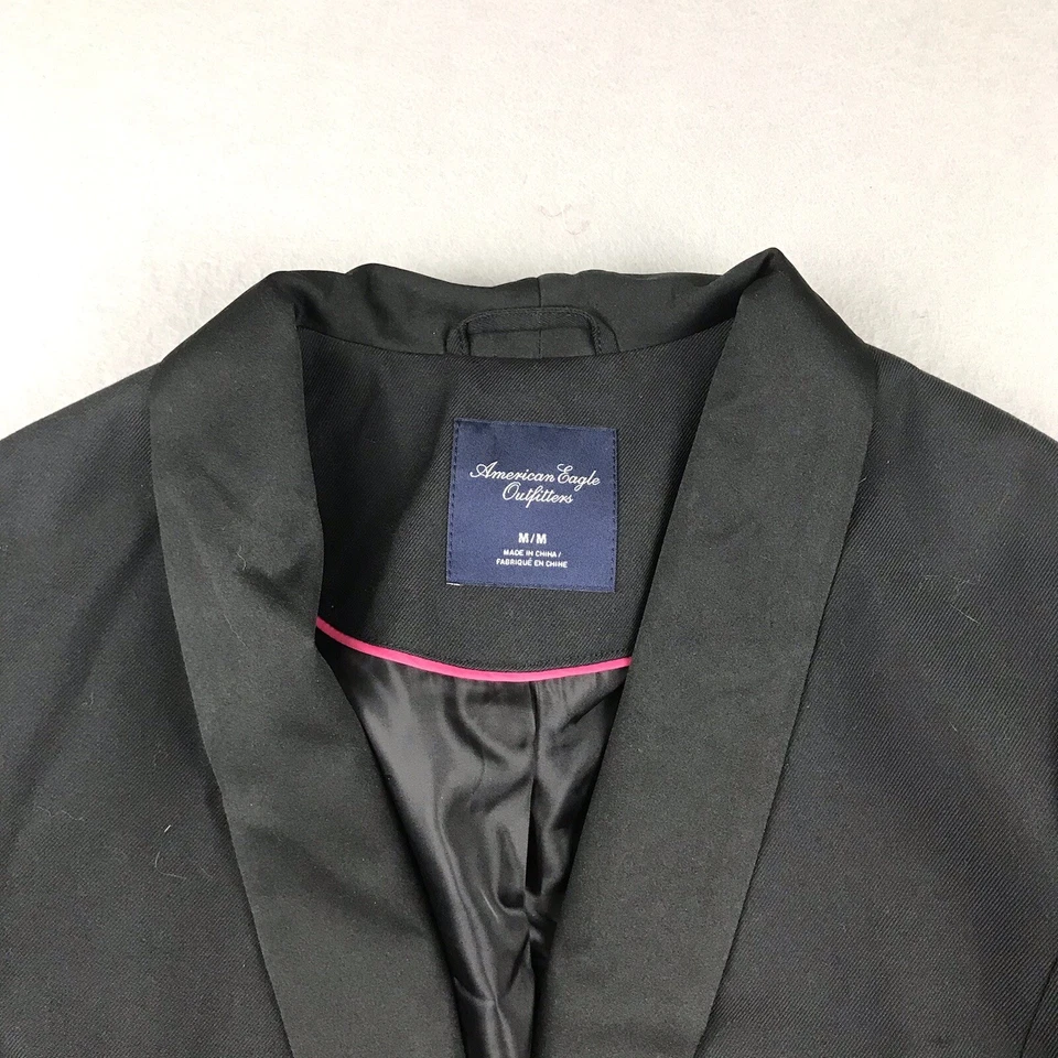 American Eagle Blazer Womens Medium Black Lined Button Up Shoulder Pads NWT - Image 2 of 4