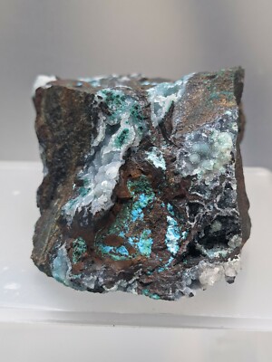 DRUZY CHRYSOCOLLA QUARTZ with Calcite Malachite 8cm Reward Mine Mineral Specimen