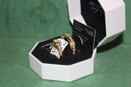 new wedding set 1/3 cttw lab grown diamond 14 kt gold plated sterling silver