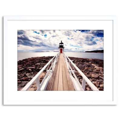 Marshall Point Leuchtturm Meereslandschaft gerahmter Kunstdruck Bild Foto 9 x 7 Zoll