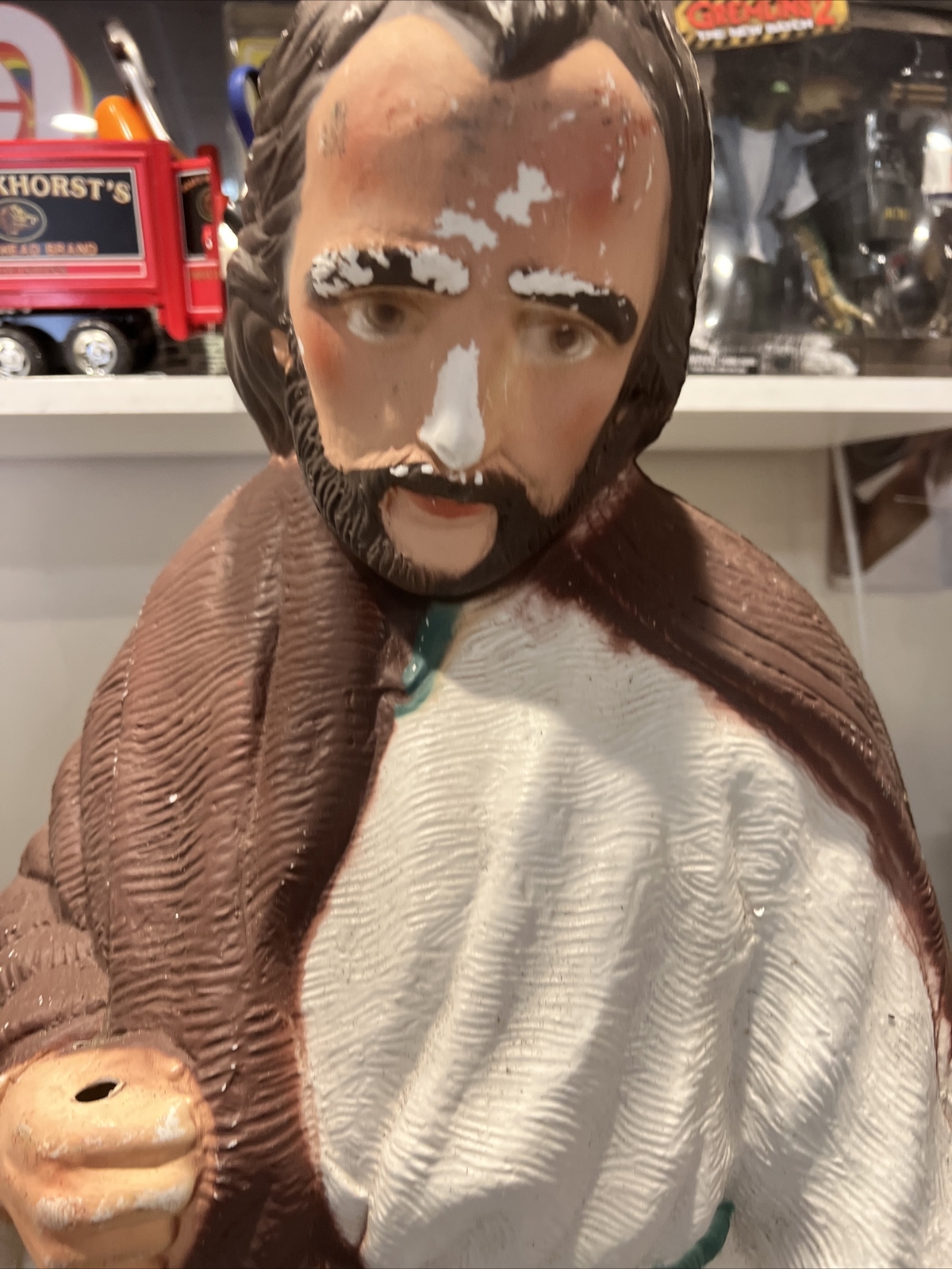 TPI blow mold Nativity Joseph 37" Mary and Jesus 25" lights up Yard set