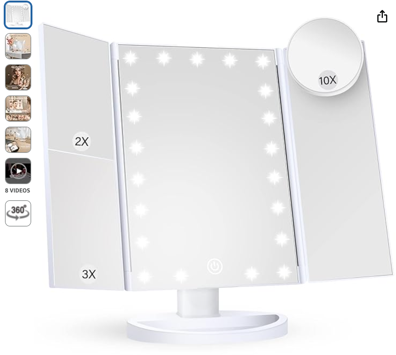 LED Vanity Mirror with 2X 3X 10X Magnification & Adjustable Lights for Flawless Makeup-image