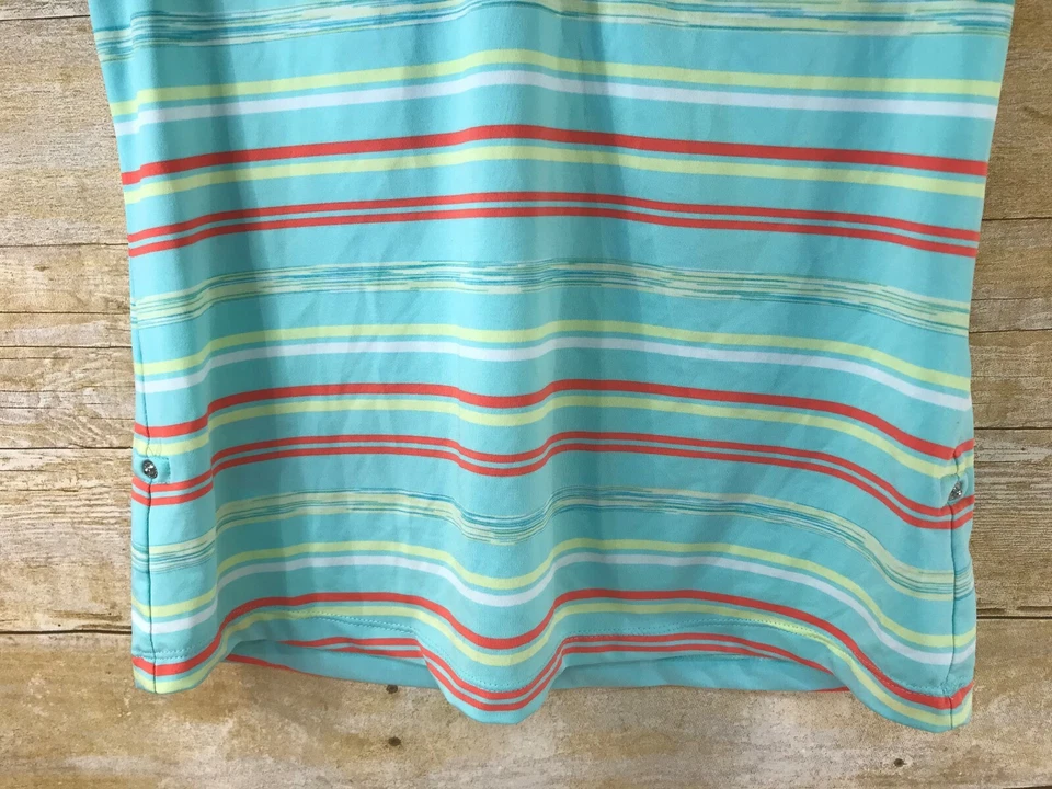 PUMA TANK TOP Women's S SLEEVELESS TENNIS GOLF GREEN ORANGE YELLOW STRIPE 💗EUC - Image 4 of 4