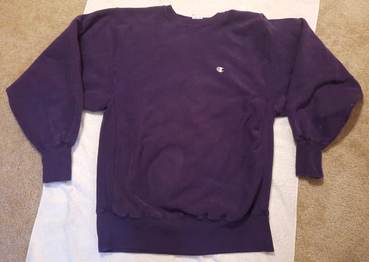 90s Distressed Champion Reverse Weave Sweatshirt Purple Crew 90s Distressed Champion Reverse Weave Sweatshirt Purple Crew