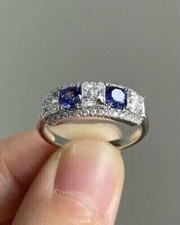 Engagement Women's Ring 925 Sterling Silver 2.36Ct Round Lab-Created Sapphire