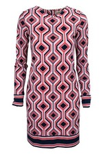 MICHAEL KORS Orange Long Sleeve Geometric Printed Dress Size L large