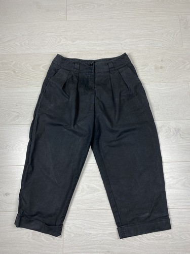 Pantalone Moschino Couture Milano plissettato cotone ritagliato dritto alto grigio - Foto 2 di 6