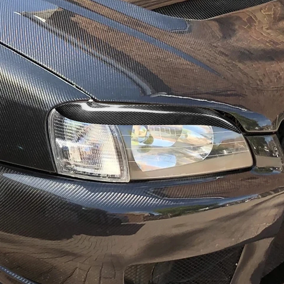 Borde de párpados de cejas de faros de fibra de carbono para Toyota Starlet Glanza EP91 96-99 Foto 4 de 4