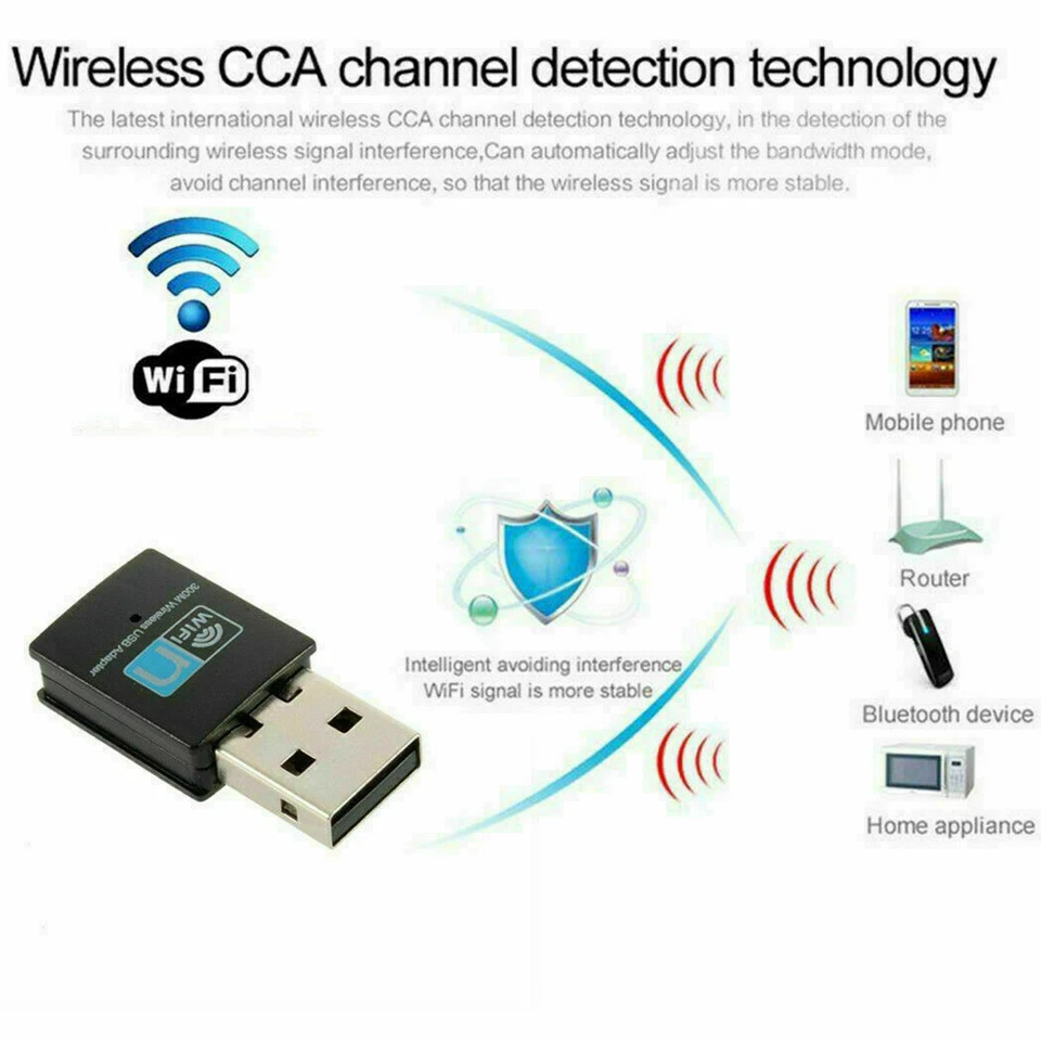 300Mbps Wifi Mini Usb Adapter Wireless Dongle Adaptor 802.11B G N Lan Network US - Image 2 of 4