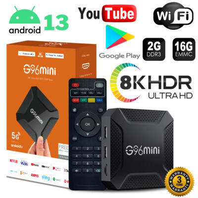 Android 13.0 Smart TV Box 8K HDMI Quad Core HD 2.4G WIFI Media Stream Player