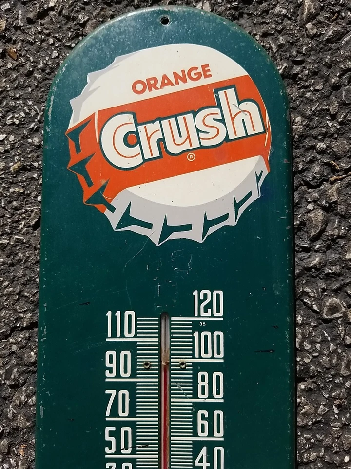 Vintage Orange Crush Wall Thermometer 15X6" Soda N-101 Made In USA Good Works - Image 3 of 4