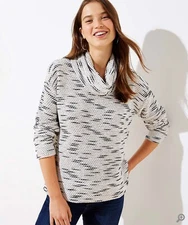 NWT Ann Taylor LOFT Shimmer Boucle Cowl Neck Top Whisper White Sz XS, MSRP $64.5