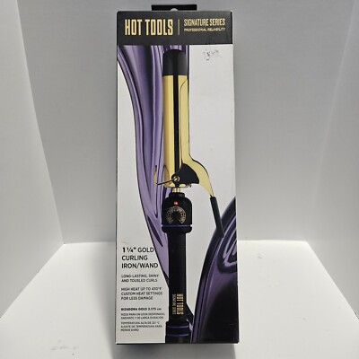 Hot Tools Pro Signature ~ 1-1/4'' Gold Curling Iron ~ Gold and Black ~ NIB