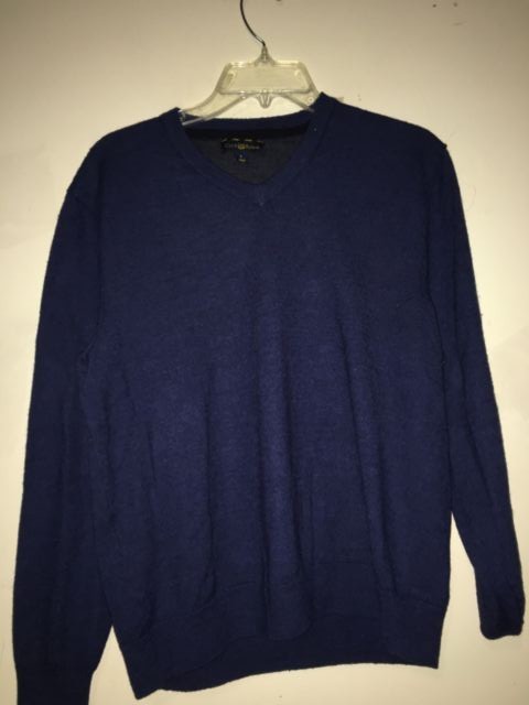 Club Room Size L Merino Wool Blend Navy Blue Men Sweater WPL 8046