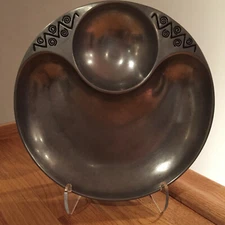 Wilton Armetale Reggae Round Chip & Dip Divided Serving Dish Tray Platter ~ EUC